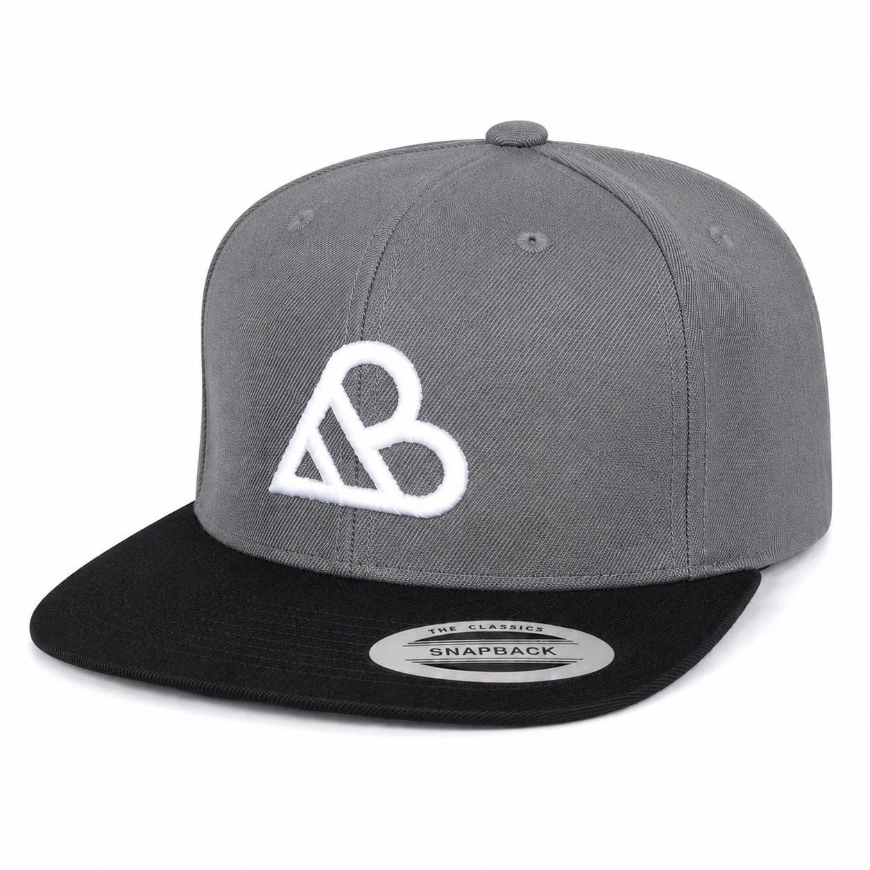 AB Logo Premium Snapback Hat - Heather Grey & Black