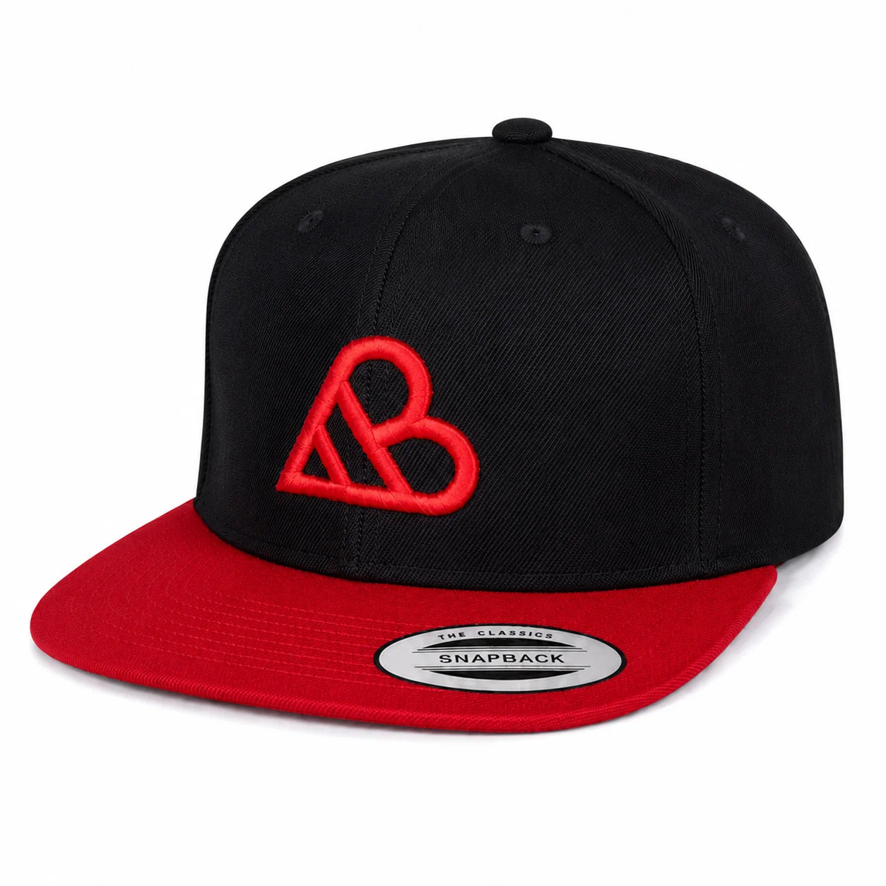 AB Logo Premium Snapback Hat - Black & Red