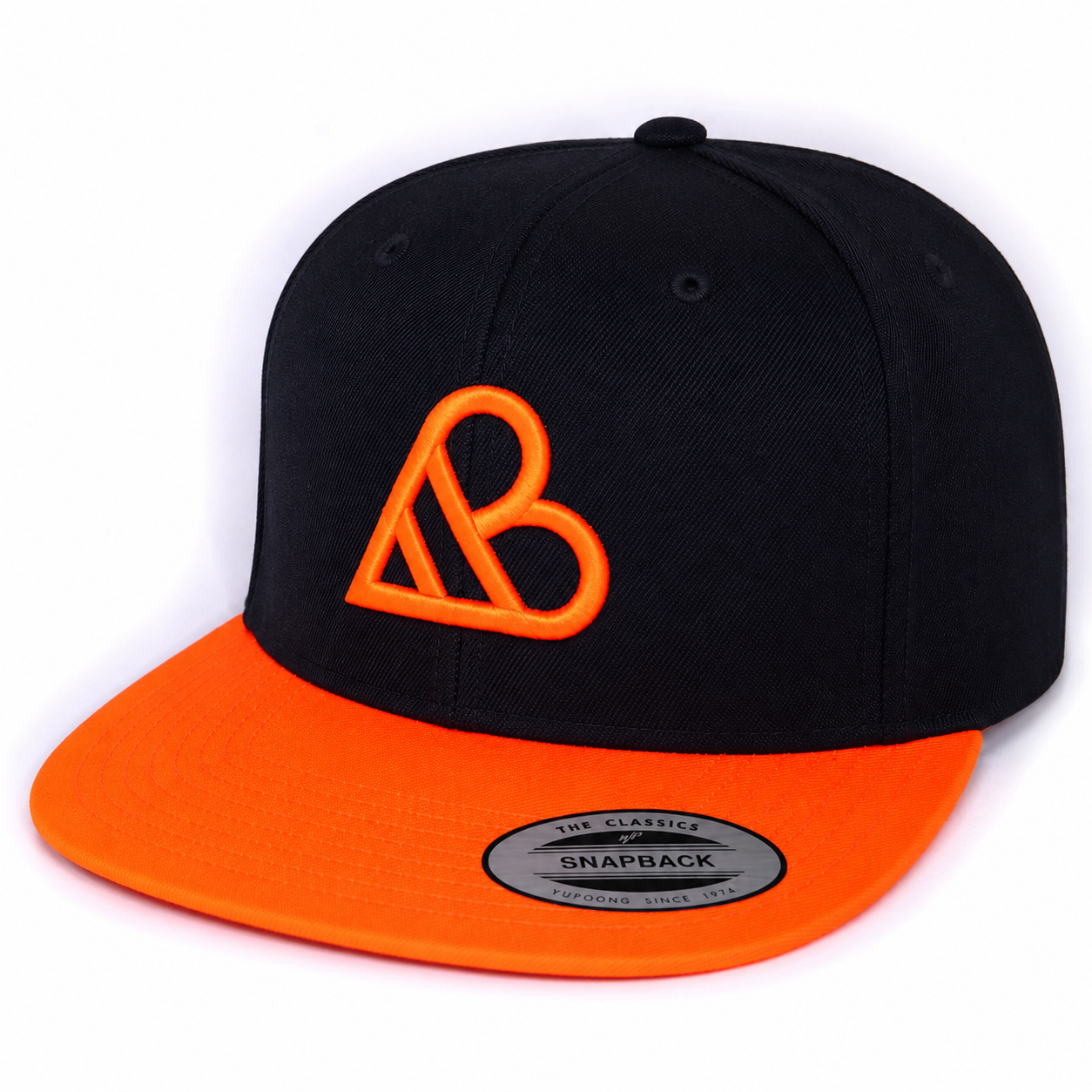 AB Logo Snapback Hat - Black & Neon Orange