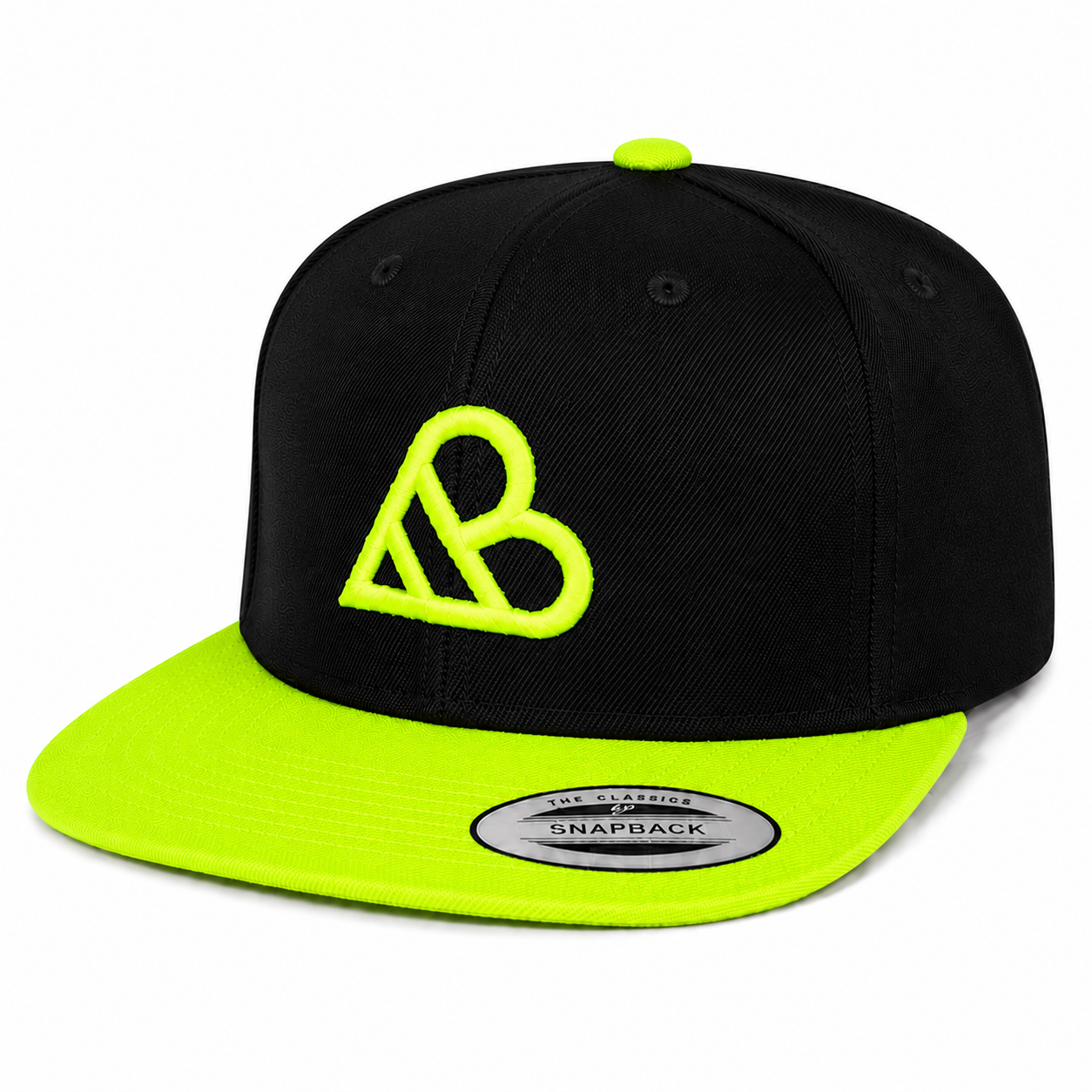 AB Logo Snapback Hat - Black & Neon Green