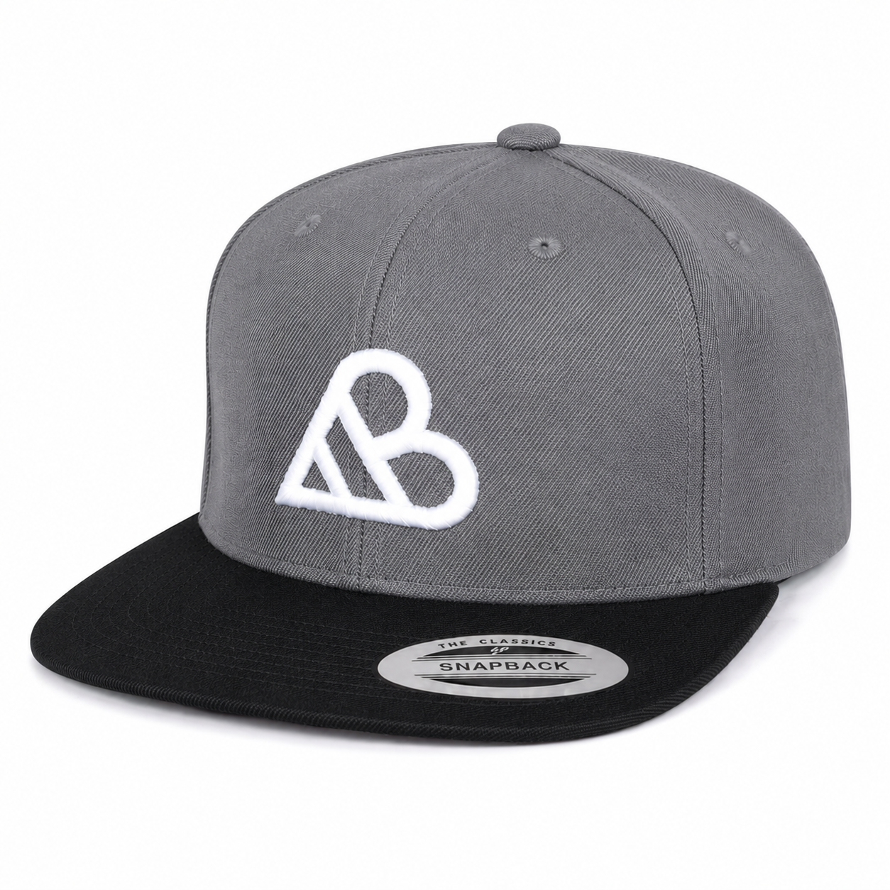AB Logo Snapback Hat - Heather Grey & Black